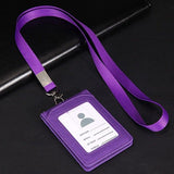 Hot Leather Wallet Work Office Retractable Lanyard with Silica Gel Material ID Card Credit Card Badge Holder + Lanyard + 5 Slots