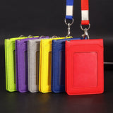Hot Leather Wallet Work Office Retractable Lanyard with Silica Gel Material ID Card Credit Card Badge Holder + Lanyard + 5 Slots