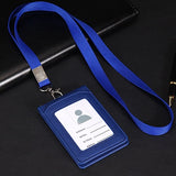 Hot Leather Wallet Work Office Retractable Lanyard with Silica Gel Material ID Card Credit Card Badge Holder + Lanyard + 5 Slots