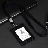 Hot Leather Wallet Work Office Retractable Lanyard with Silica Gel Material ID Card Credit Card Badge Holder + Lanyard + 5 Slots