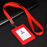 Hot Leather Wallet Work Office Retractable Lanyard with Silica Gel Material ID Card Credit Card Badge Holder + Lanyard + 5 Slots