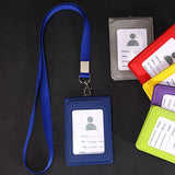 Hot Leather Wallet Work Office Retractable Lanyard with Silica Gel Material ID Card Credit Card Badge Holder + Lanyard + 5 Slots