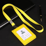 Hot Leather Wallet Work Office Retractable Lanyard with Silica Gel Material ID Card Credit Card Badge Holder + Lanyard + 5 Slots