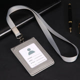Hot Leather Wallet Work Office Retractable Lanyard with Silica Gel Material ID Card Credit Card Badge Holder + Lanyard + 5 Slots