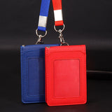 Hot Leather Wallet Work Office Retractable Lanyard with Silica Gel Material ID Card Credit Card Badge Holder + Lanyard + 5 Slots